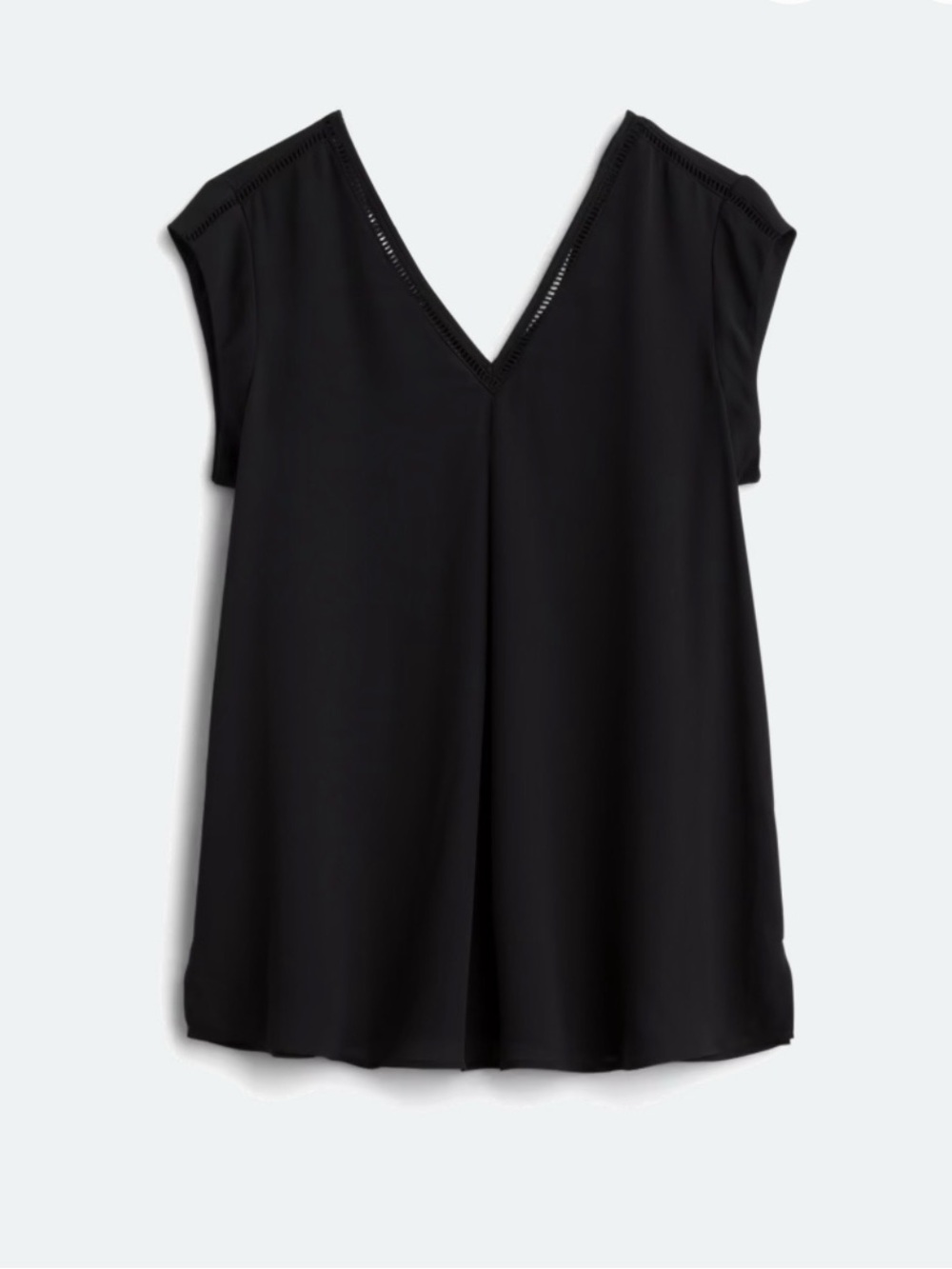 Cloth & Bloom Valeria Black V-Neck Cap Sleeve Women's Maternity Blouse, Large